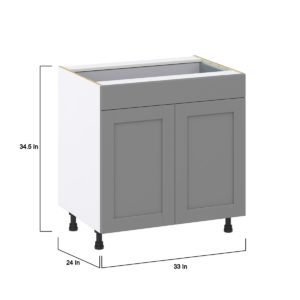 Willow Painted Slate Gray  Shaker Assembled Base Cabinet with 2  Doors and 1 Drawer (33 in. W X 34.5 in. H X 24 in. D)