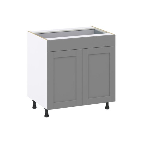 Willow Painted Slate Gray  Shaker Assembled Base Cabinet with 2  Doors and 1 Drawer (33 in. W X 34.5 in. H X 24 in. D)