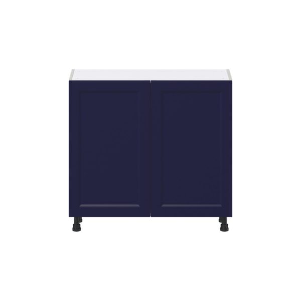 Camellia Painted Midnight Blue Recessed Assembled Shallow Base Cabinet with 2 Full High Doors (36 in. W x 34.5 in. H x 14 in. D)