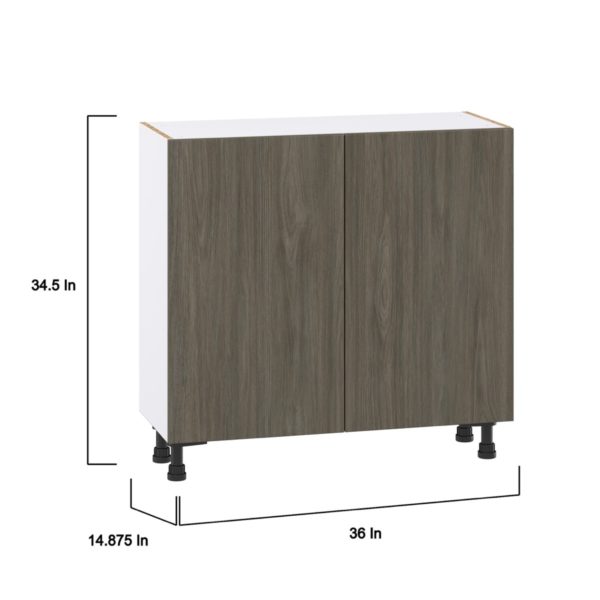 Cordyline Textured Slab Walnut Assembled Shallow Base Cabinet with 2 Full High Doors (36 in. W x 34.5 in. H x 14 in. D)