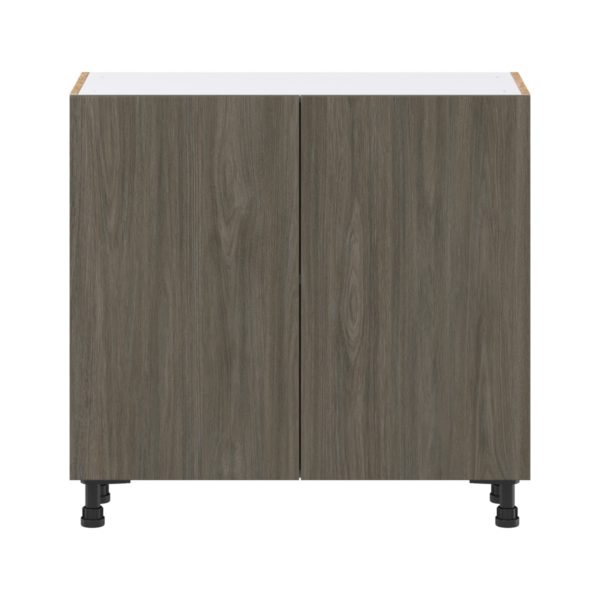 Cordyline Textured Slab Walnut Assembled Shallow Base Cabinet with 2 Full High Doors (36 in. W x 34.5 in. H x 14 in. D)