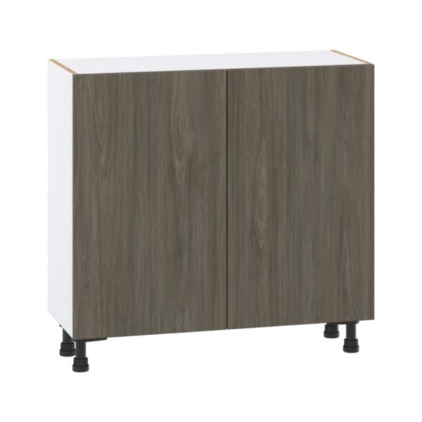 Cordyline Textured Slab Walnut Assembled Shallow Base Cabinet with 2 Full High Doors (36 in. W x 34.5 in. H x 14 in. D)