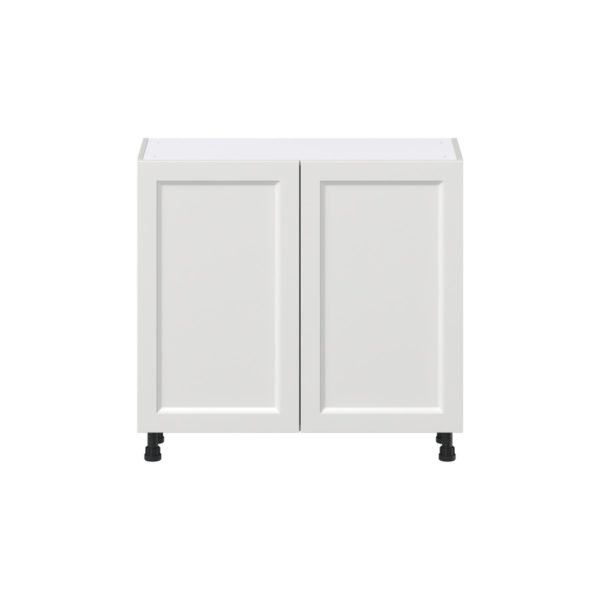 Magnolia Painted Bright White Recessed Assembled Shallow Base Cabinet with 2 Full High Doors (36 in. W x 34.5 in. H x 14 in. D)