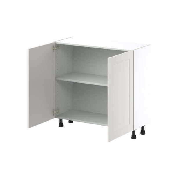 Wisteria Painted Light Gray Recessed Assembled Shallow Base Cabinet with 2 Full High Doors (36 in. W x 34.5 in. H x 14 in. D)