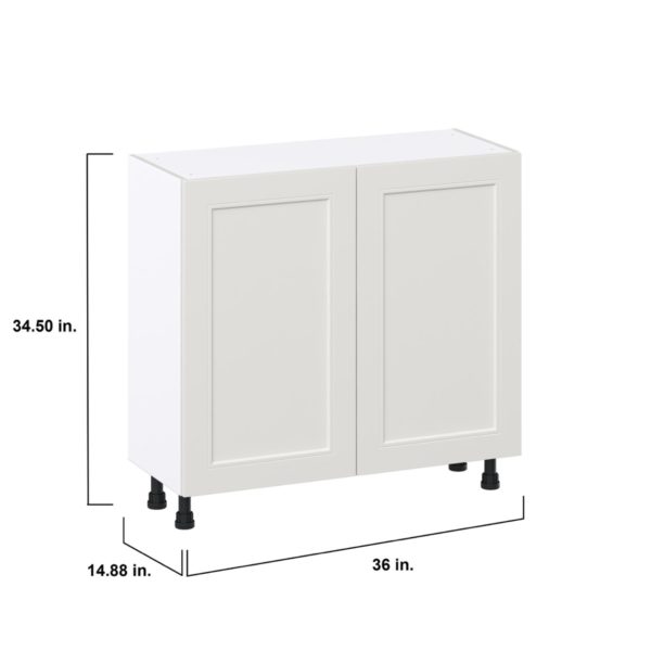 Wisteria Painted Light Gray Recessed Assembled Shallow Base Cabinet with 2 Full High Doors (36 in. W x 34.5 in. H x 14 in. D)