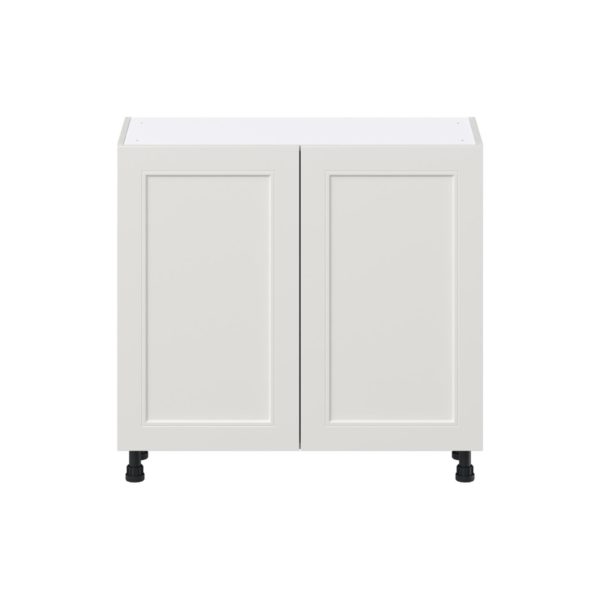 Wisteria Painted Light Gray Recessed Assembled Shallow Base Cabinet with 2 Full High Doors (36 in. W x 34.5 in. H x 14 in. D)