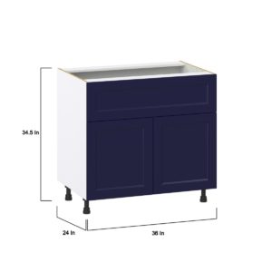 Camellia Painted Midnight Blue Recessed Assembled Base Cabinet with 1 Door and 10 in. Drawer (36 in. W x 34.5 in. H x 24 in. D)