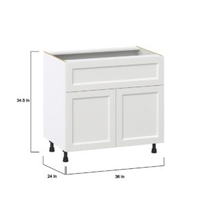 Magnolia Painted Bright White Recessed Assembled Base Cabinet with 1 Door and 10 in. Drawer (36 in. W x 34.5 in. H x 24 in. D)