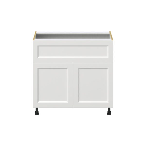 Magnolia Painted Bright White Recessed Assembled Base Cabinet with 1 Door and 10 in. Drawer (36 in. W x 34.5 in. H x 24 in. D)