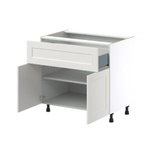 Wisteria Painted Light Gray Recessed Assembled Base Cabinet with 1 Door and 10 in. Drawer (36 in. W x 34.5 in. H x 24 in. D)