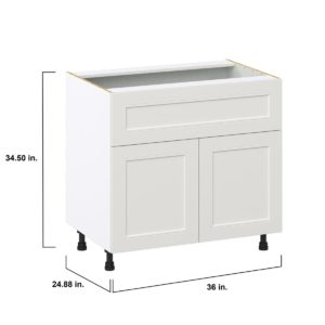 Wisteria Painted Light Gray Recessed Assembled Base Cabinet with 1 Door and 10 in. Drawer (36 in. W x 34.5 in. H x 24 in. D)