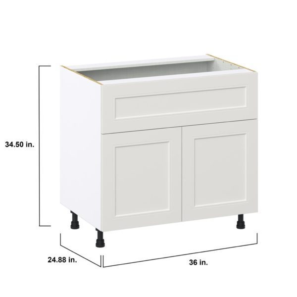 Wisteria Painted Light Gray Recessed Assembled Base Cabinet with 1 Door and 10 in. Drawer (36 in. W x 34.5 in. H x 24 in. D)