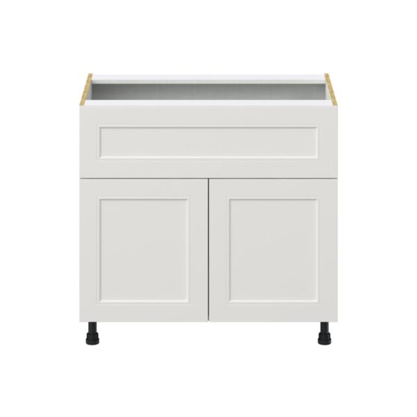 Wisteria Painted Light Gray Recessed Assembled Base Cabinet with 1 Door and 10 in. Drawer (36 in. W x 34.5 in. H x 24 in. D)