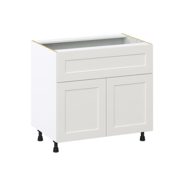 Wisteria Painted Light Gray Recessed Assembled Base Cabinet with 1 Door and 10 in. Drawer (36 in. W x 34.5 in. H x 24 in. D)