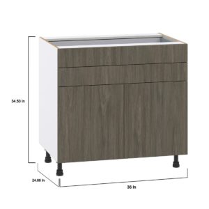 Cordyline Textured Slab Walnut Assembled Base Cabinet with Two Doors and Two 5 in. Drawers (36 in. W x 34.5 in. H x 24 in. D)