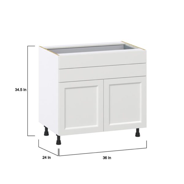 Magnolia Painted Bright White Recessed Assembled Base Cabinet with Two Doors and Two 5 in. Drawers (36 in. W x 34.5 in. H x 24 in. D)