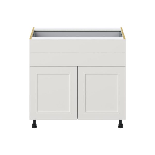 Wisteria Painted Light Gray Recessed Assembled Base Cabinet with Two Doors and Two 5 in. Drawers (36 in. W x 34.5 in. H x 24 in. D)