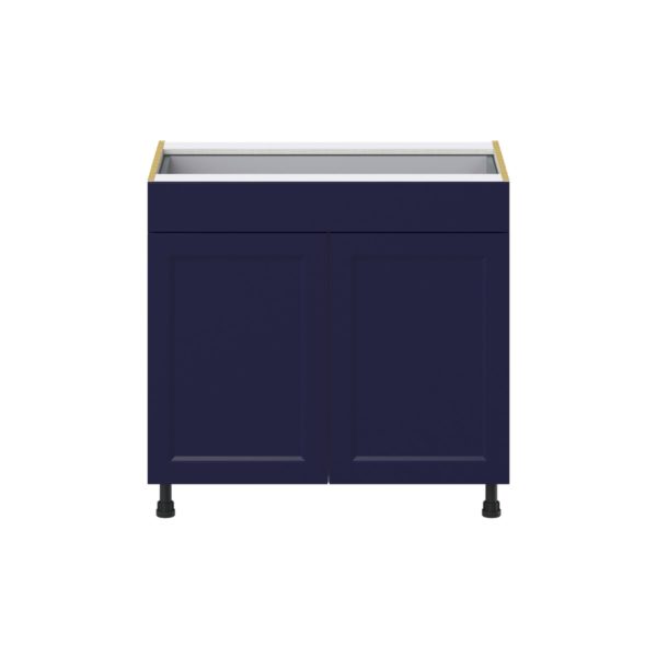 Camellia Painted Midnight Blue Recessed Assembled Base Cabinet with 2  Doors and 1 Drawer (36 in. W x 34.5 in. H x 24 in. D)