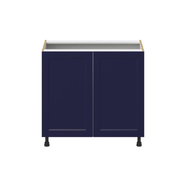 Camellia Painted Midnight Blue Recessed Assembled Base Cabinet with 2 Full High Doors (36 in. W x 34.5 in. H x 24 in. D)