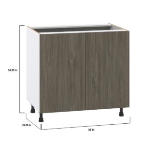 Cordyline Textured Slab Walnut Assembled Base Cabinet with 2 Full High Doors (36 in. W x 34.5 in. H x 24 in. D)