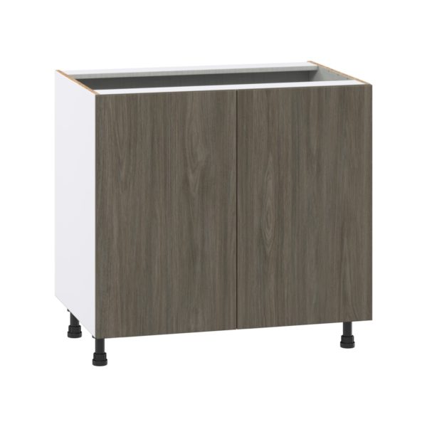 Cordyline Textured Slab Walnut Assembled Base Cabinet with 2 Full High Doors (36 in. W x 34.5 in. H x 24 in. D)