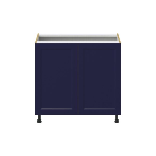 Camellia Painted Midnight Blue Recessed Assembled Base Cabinet with 2 Full High Doors and 3 Inner Drawers (36 in. W x 34.5 in. H x 24 in. D)