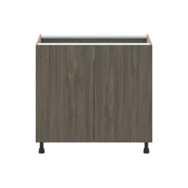 Cordyline Textured Slab Walnut Assembled Base Cabinet with 2 Full High Doors and 3 Inner Drawers (36 in. W x 34.5 in. H x 24 in. D)