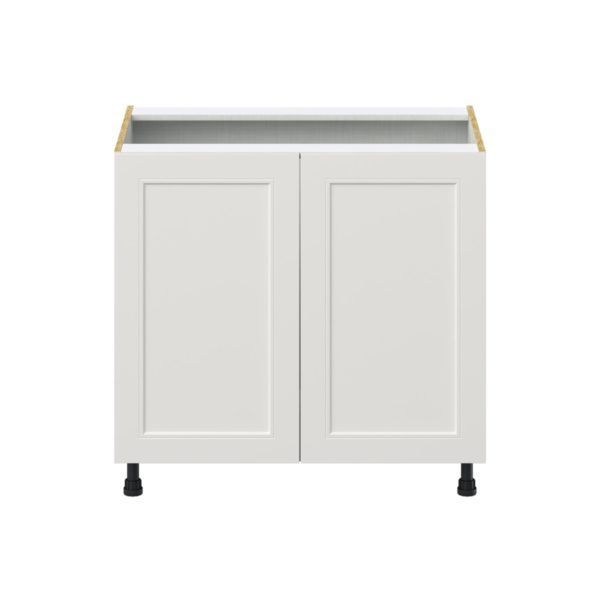 Wisteria Painted Light Gray Recessed Assembled Base Cabinet with 2 Full High Doors and 3 Inner Drawers (36 in. W x 34.5 in. H x 24 in. D)