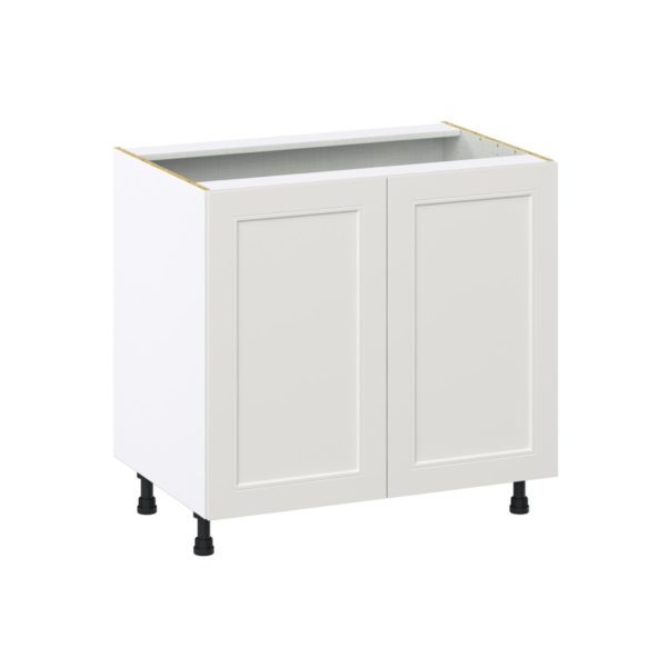 Wisteria Painted Light Gray Recessed Assembled Base Cabinet with 2 Full High Doors and 3 Inner Drawers (36 in. W x 34.5 in. H x 24 in. D)