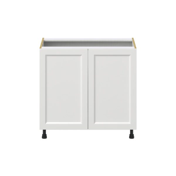 Magnolia Painted Bright White Recessed Assembled Base Cabinet with 2 Full High Doors (36 in. W x 34.5 in. H x 24 in. D)