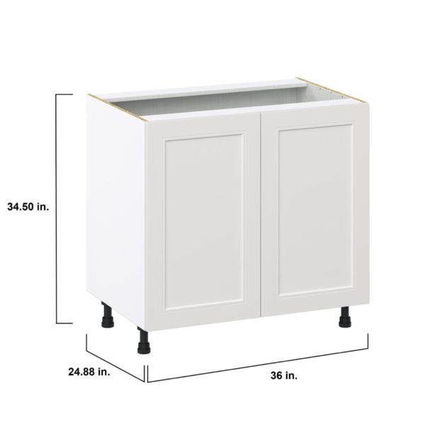 Wisteria Painted Light Gray Recessed Assembled Base Cabinet with 2 Full High Doors (36 in. W x 34.5 in. H x 24 in. D)