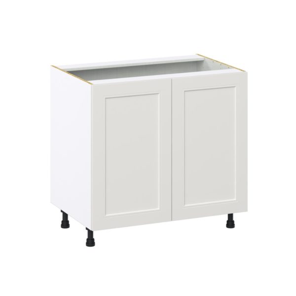 Wisteria Painted Light Gray Recessed Assembled Base Cabinet with 2 Full High Doors (36 in. W x 34.5 in. H x 24 in. D)