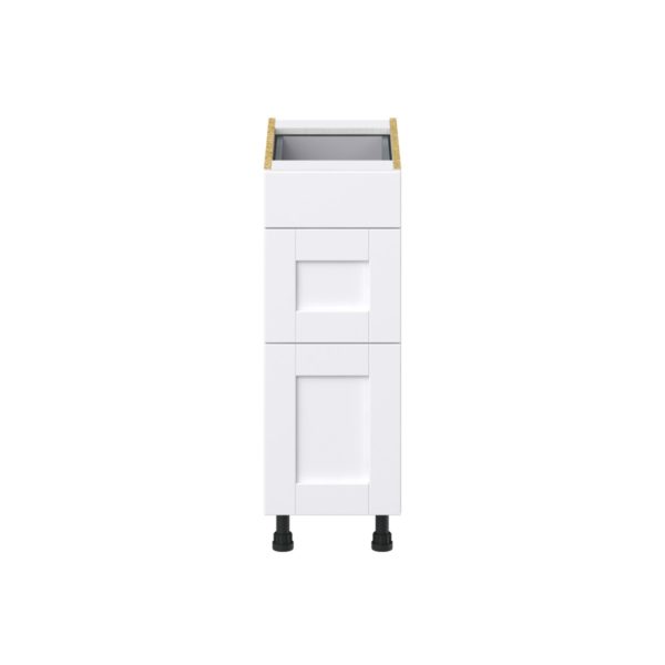 Dahlia Bright White  Shaker Assembled Base Cabinet with 3 Drawers (12 in. W X 34.5 in. H X 24 in. D)