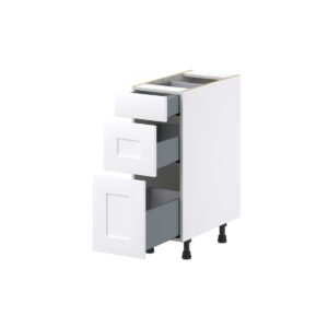 Jasmine Painted Warm White  Shaker Assembled Base Cabinet with 3 Drawers (12 in. W X 34.5 in. H X 24 in. D)