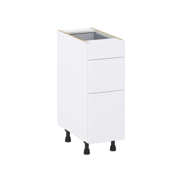 Lily Bright White  Slab Assembled Base Cabinet with 3 Drawers (12 in. W X 34.5 in. H X 24 in. D)