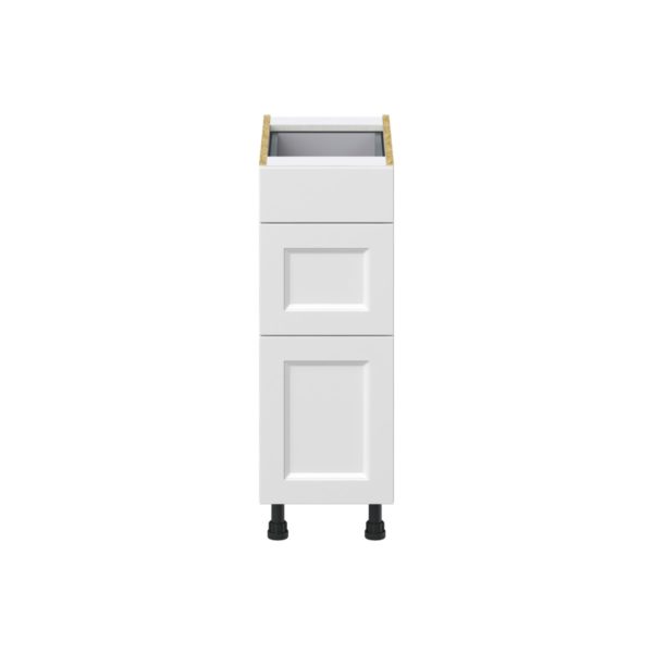 Magnolia Painted Bright White Recessed Assembled Base Cabinet with 3 Drawers (12 in. W X 34.5 in. H X 24 in. D)