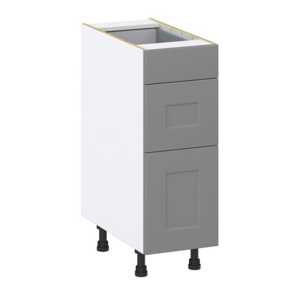 Willow Painted Slate Gray  Shaker Assembled Base Cabinet with 3 Drawers (12 in. W X 34.5 in. H X 24 in. D)