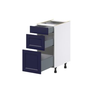 Camellia Painted Midnight Blue Recessed Assembled Base Cabinet with 3 Drawers (15 in. W x 34.5 in. H x 24 in. D)