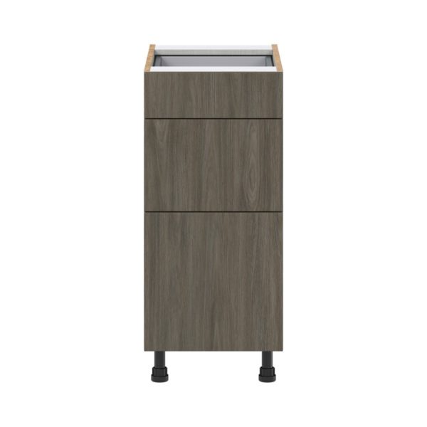 Cordyline Textured Slab Walnut Assembled Base Cabinet with 3 Drawers (15 in. W x 34.5 in. H x 24 in. D)