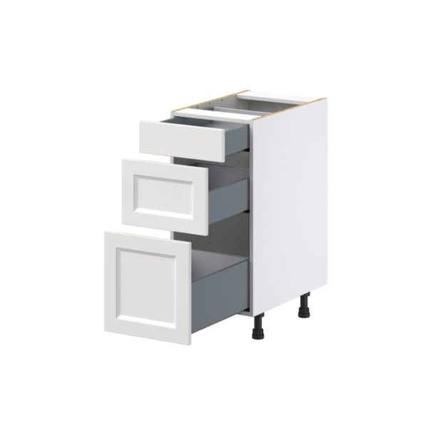 Magnolia Painted Bright White Recessed Assembled Base Cabinet with 3 Drawers (15 in. W x 34.5 in. H x 24 in. D)