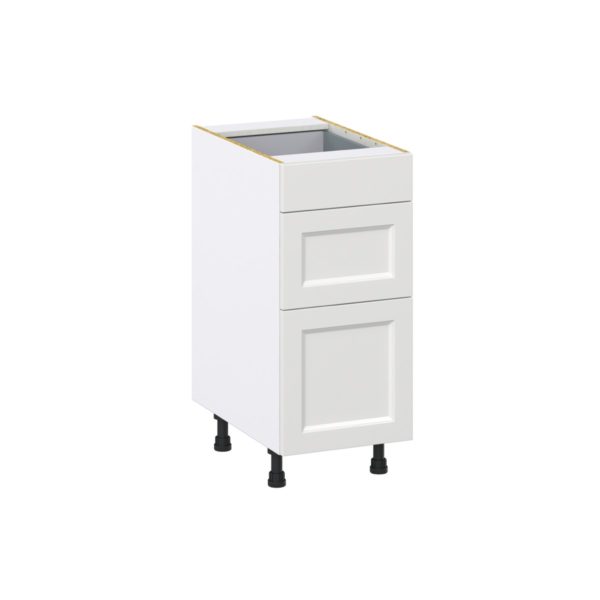 Magnolia Painted Bright White Recessed Assembled Base Cabinet with 3 Drawers (15 in. W x 34.5 in. H x 24 in. D)