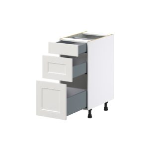 Wisteria Painted Light Gray Recessed Assembled Base Cabinet with 3 Drawers (15 in. W x 34.5 in. H x 24 in. D)