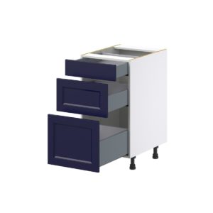 Camellia Painted Midnight Blue Recessed Assembled Base Cabinet with 3 Drawers (18 in. W x 34.5 in. H x 24 in. D)