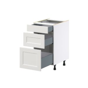 Wisteria Painted Light Gray Recessed Assembled Base Cabinet with 3 Drawers (18 in. W x 34.5 in. H x 24 in. D)