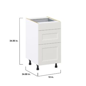 Wisteria Painted Light Gray Recessed Assembled Base Cabinet with 3 Drawers (18 in. W x 34.5 in. H x 24 in. D)