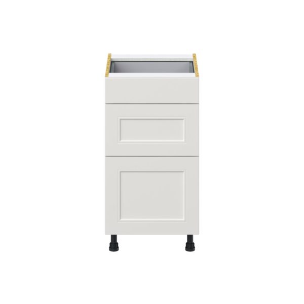 Wisteria Painted Light Gray Recessed Assembled Base Cabinet with 3 Drawers (18 in. W x 34.5 in. H x 24 in. D)