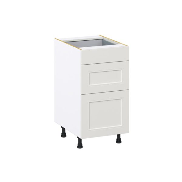 Wisteria Painted Light Gray Recessed Assembled Base Cabinet with 3 Drawers (18 in. W x 34.5 in. H x 24 in. D)