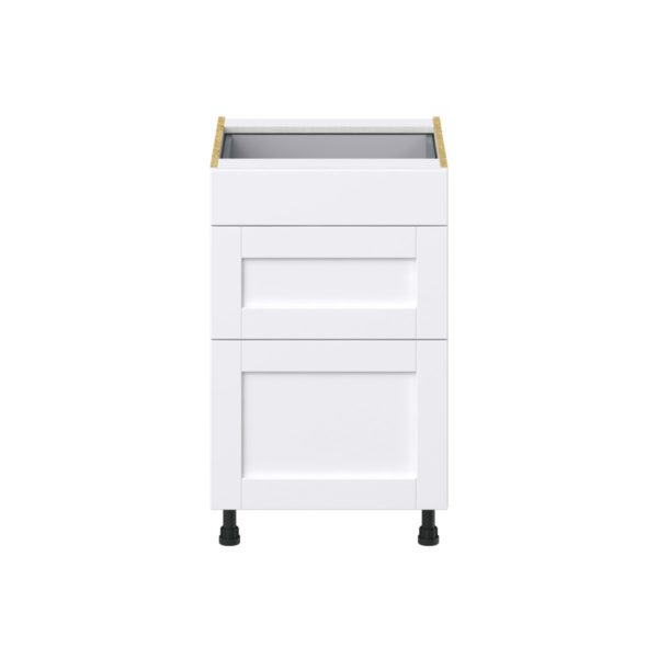 Dahlia Bright White  Shaker Assembled Base Cabinet with 3 Drawers (21 in. W X 34.5 in. H X 24 in. D)