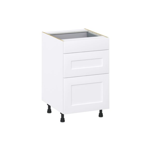 Jasmine Painted Warm White  Shaker Assembled Base Cabinet with 3 Drawers (21 in. W X 34.5 in. H X 24 in. D)