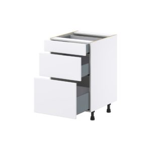 Lily Bright White  Slab Assembled Base Cabinet with 3 Drawers (21 in. W X 34.5 in. H X 24 in. D)